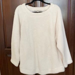 LOFT Fuzzy Fleece Top in Ivory - Size 20/22